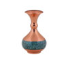 Handcrafted Decorative Persian Inlaid Turquoise Copper Vase, Featuring the Raha Model with an Elegant Geometric Design