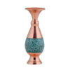 Handcrafted Decorative Persian Inlaid Turquoise Copper Vase, Featuring the Setareh Model with a Traditional Geometric Design