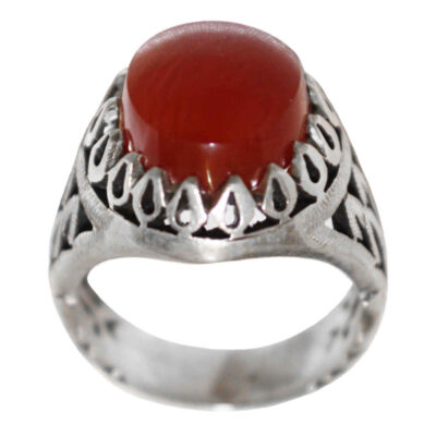 Yemeni Aqeeq Silver Gemstone Ring for Men – Ahmad Model, Traditional Persian Design