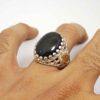 Persian Yemeni Aqeeq Silver Ring for Men Black