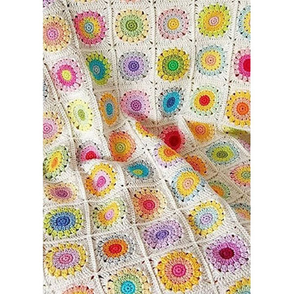 Cotton Crochet Bedspread – Afghan Style Colorful Blanket – Afsane
