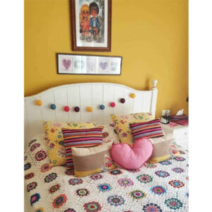 Cotton Crochet Bedspread – Afghan Style Colorful Blanket – Afsane