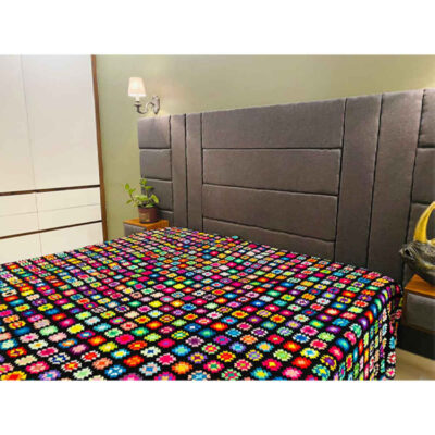 Cotton Crochet Bedspread – Afghan Style Colorful Blanket – Armita