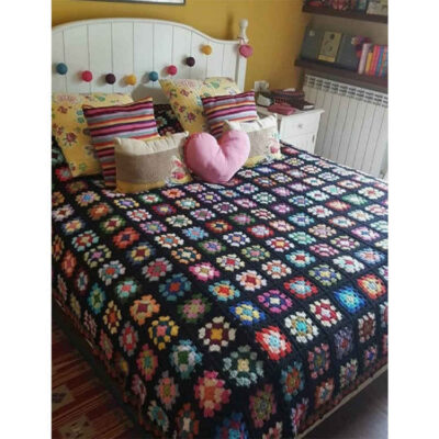 Cotton Crochet Bedspread – Colorful Afghan Style Blanket – Atosa