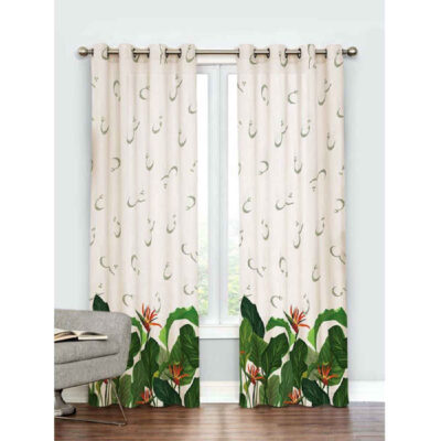 Printed Velvet Eyelet Curtain – Floral Nova