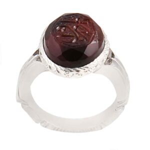 Islamic Yemeni Aqeeq Silver Ring for Men Ya Razzagh