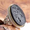 Islamic Yemeni Aqeeq Silver Ring for Men Muhammad Rasulollah