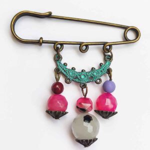 Modern Safety Pin Brooch Colorful Gemstones – Vibrant and Fun