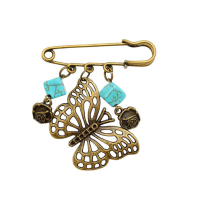 Butterfly Metal Safety Pin Brooch – Modern Design