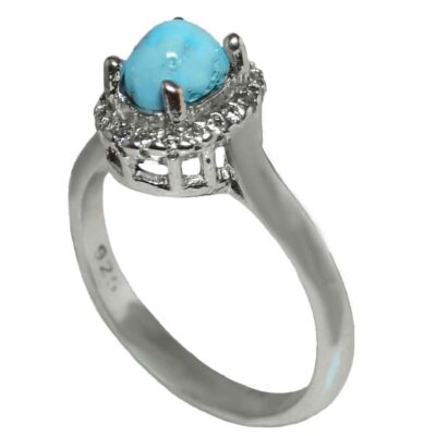 Neyshabur Turquoise Silver Gemstone Ring for Women – Mahsa Model, Handcrafted Bohemian Design