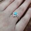 Handcrafted Persian Silver Ring with Neyshabur Turquoise Maria
