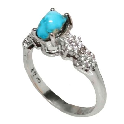 Neyshabur Turquoise Silver Gemstone Ring – Nahal Model, Handcrafted Bohemian Design