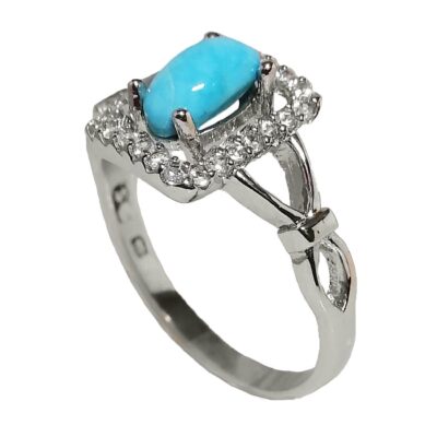 Neyshabur Turquoise Silver Gemstone Ring – Neda Model, Handcrafted Traditional Persian Design
