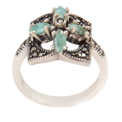 Neyshabur Turquoise Silver Gemstone Ring – Parnia Model, Handcrafted Traditional Persian Design