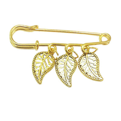 Nature-Inspired Metal Safety Pin Brooch – Minimalist Design