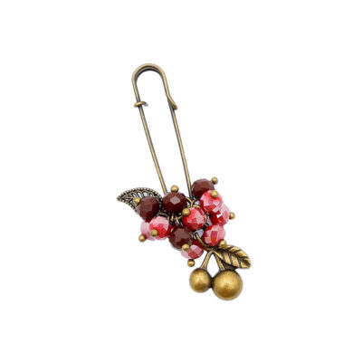 Cherry Metal Safety Pin Brooch – Modern Design