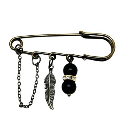 Nature-Inspired Metal Safety Pin Brooch – Minimalist Design
