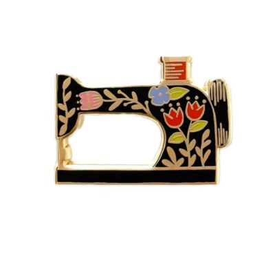 Sewing Machine Metal Enamel Brooch – Art Deco Artisan Design