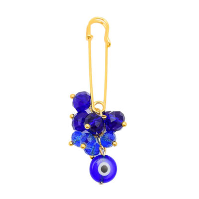 Evil Eye Metal Safety Pin Brooch – Minimalist Amulet Design