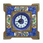 Traditional Persian Khatamkari Wood Wall Clock with Floral Marquetry – Model Anisa for Living Rooms and Entryways