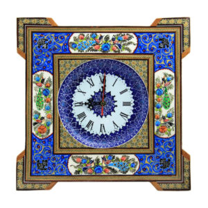 Handcrafted Persian Wooden Wall Clock – Khatam Marquetry Art, Anisa