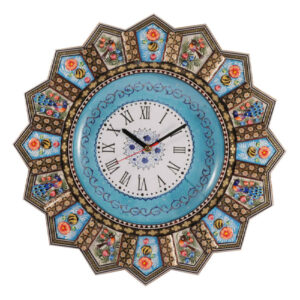 Handcrafted Persian Wooden Wall Clock – Khatam Marquetry Art, Armaghan