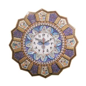 Handcrafted Persian Wooden Wall Clock – Khatam Marquetry Art, Asieh
