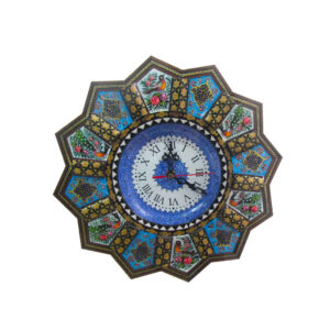 Handcrafted Persian Wooden Wall Clock – Khatam Marquetry Art, Baran