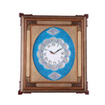 Traditional Persian Khatamkari Wood Wall Clock with Floral Marquetry – Classic Model for Living Rooms and Offices
