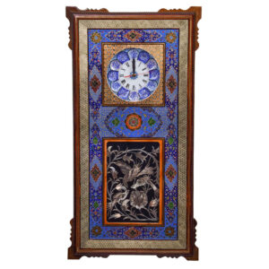 Handcrafted Persian Wooden Wall Clock – Khatam Marquetry Art, Diba