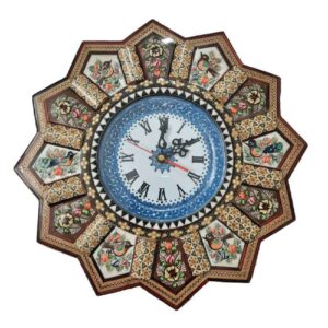 Handcrafted Persian Wooden Wall Clock – Khatam Marquetry Art, Elena