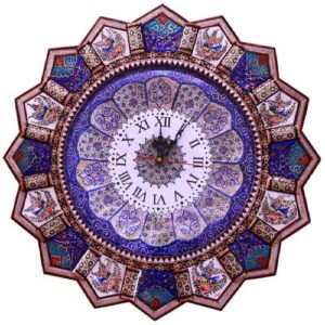 Handcrafted Persian Wooden Wall Clock – Khatam Marquetry Art, Elika