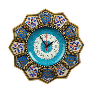 Handcrafted Persian Wooden Wall Clock – Khatam Marquetry Art, Elnaz