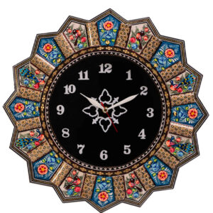 Handcrafted Persian Wooden Wall Clock – Khatam Marquetry Art, Hana