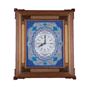 Handcrafted Persian Wooden Wall Clock – Khatam Marquetry Art, Karoobi
