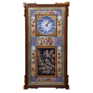 Handcrafted Persian Wooden Wall Clock – Khatam Marquetry Art, Majles