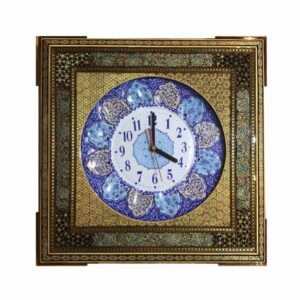 Handcrafted Persian Wooden Wall Clock – Khatam Marquetry Art, Melina
