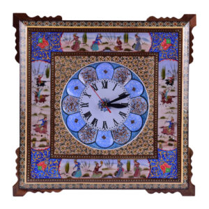 Handcrafted Persian Wooden Wall Clock – Khatam Marquetry Art, Nafas