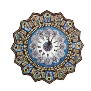 Handcrafted Persian Wooden Wall Clock – Khatam Marquetry Art, Nahal
