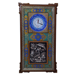 Handcrafted Persian Wooden Wall Clock – Khatam Marquetry Art, Nargol