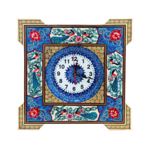 Handcrafted Persian Wooden Wall Clock – Khatam Marquetry Art, Negin