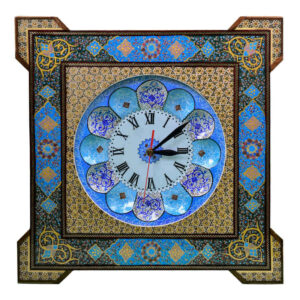 Handcrafted Persian Wooden Wall Clock – Khatam Marquetry Art, Sana