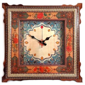 Handcrafted Persian Wooden Wall Clock – Khatam Marquetry Art, Vania