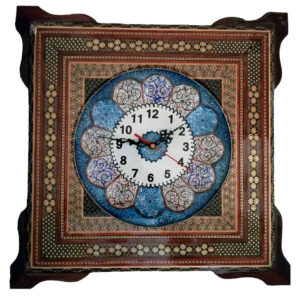 Handcrafted Persian Wooden Wall Clock – Khatam Marquetry Art, Yara