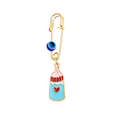Baby Bottle Metal Safety Pin Brooch – Minimalist Protective Design