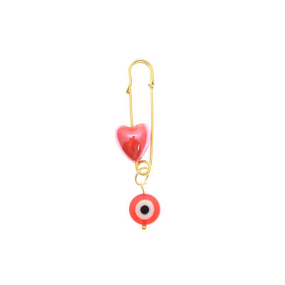 Heart Metal Safety Pin Brooch – Minimalist Protective Design
