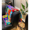 Crochet Throw for Sofa and Bed Checkered Bohemian Paria