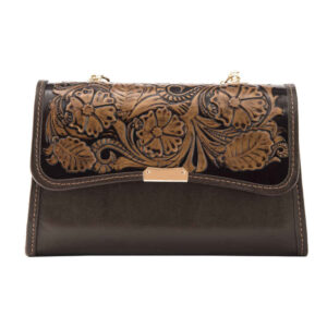 Luxurious Handcrafted Leather Crossbody Shoulder Bag – Floral Design