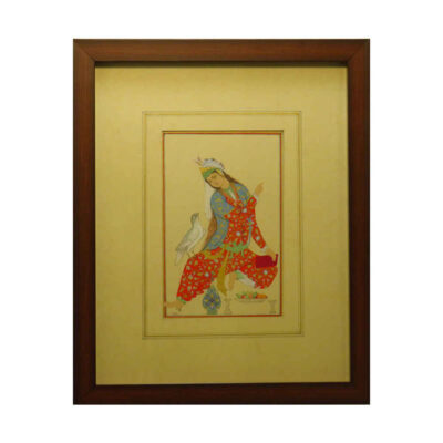Original Persian Safavid Art Painting: Watercolor and Gouache on Cardboard - Abbasi