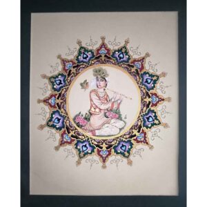 Original Persian Miniature Art Painting: Gouache on Cardboard – Banoo by Mohadeseh Asari